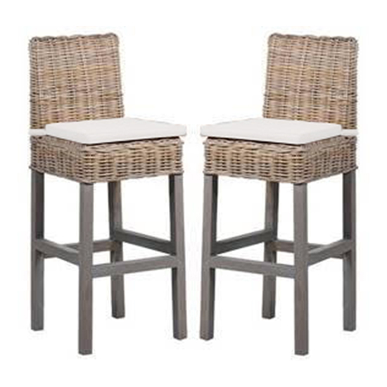 Wantagh Wooden Wicker Bar Stool In Kooboo Grey Furniture in Fashion