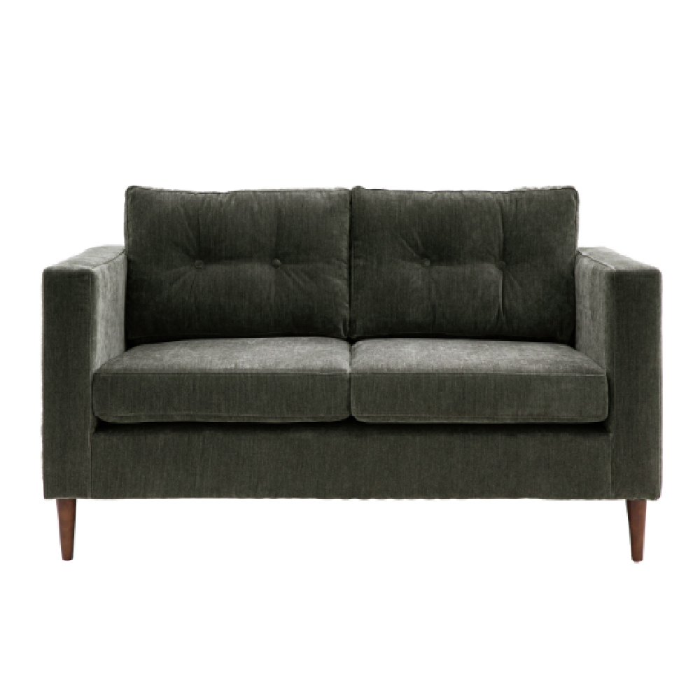 Wantagh Velvet 2 Seater Sofa With Oak Legs In Forest