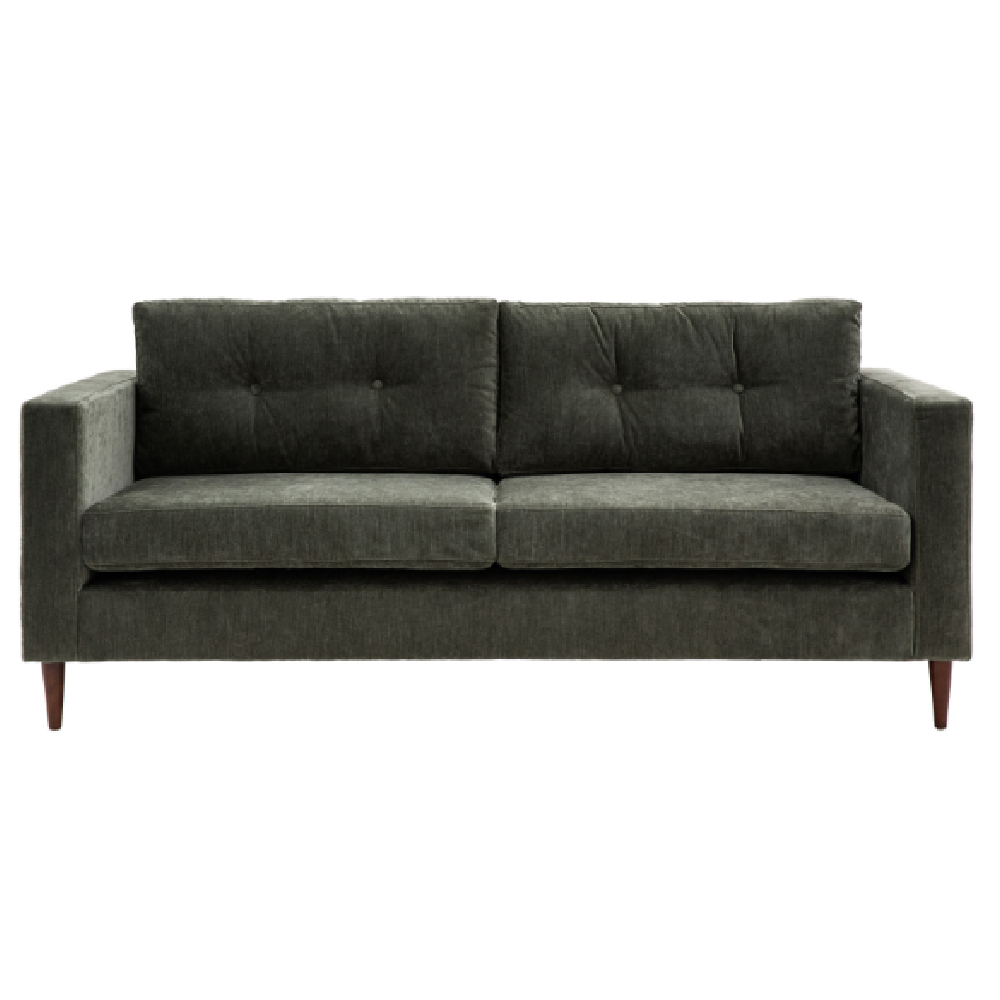 Wantagh Velvet 3 Seater Sofa With Oak Legs In Forest