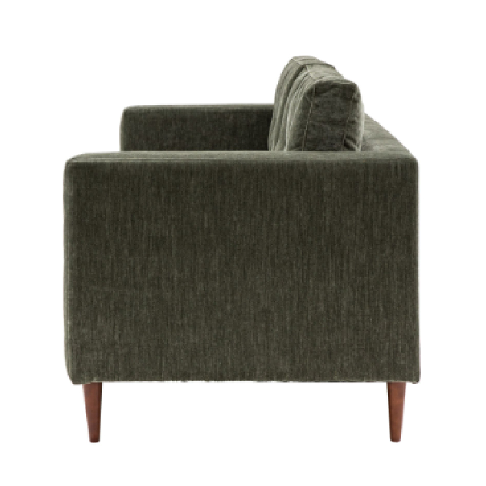 Wantagh Velvet 3 Seater Sofa With Oak Legs In Forest