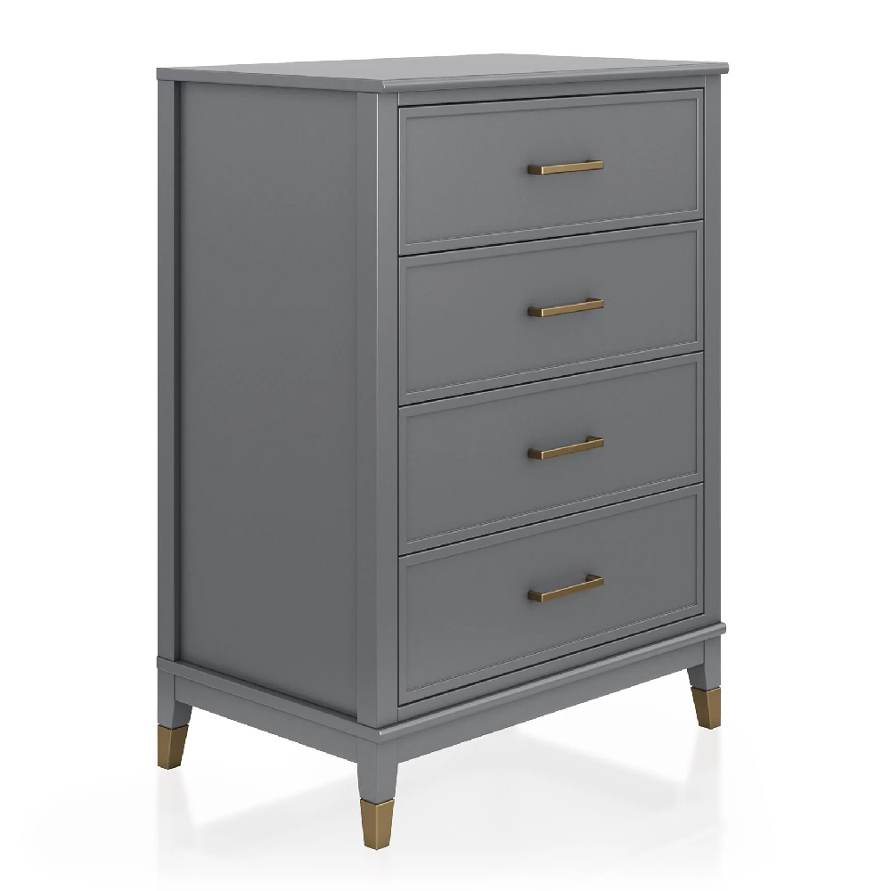 Wantagh Wooden Chest Of 4 Drawers In Graphite Grey