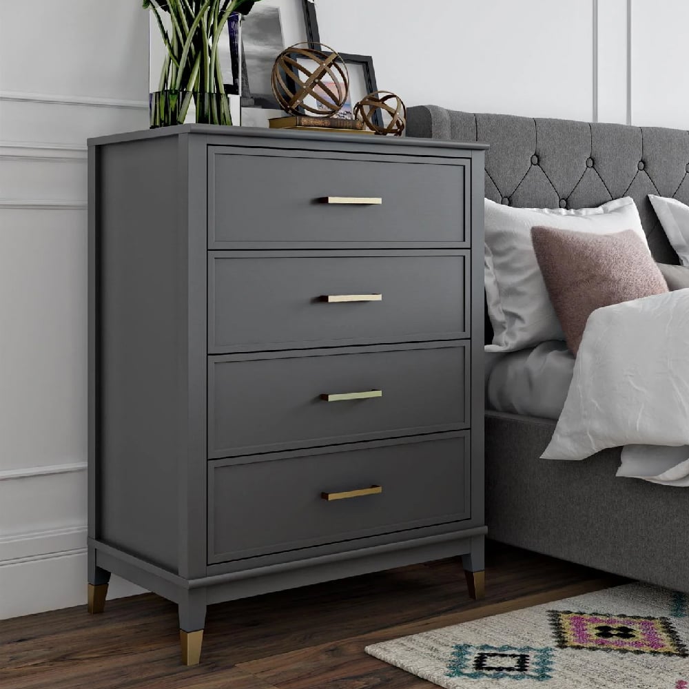 Read more about Wantagh wooden chest of 4 drawers in graphite grey