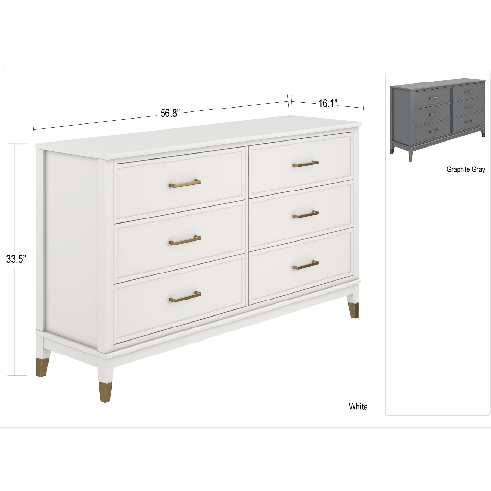 Wantagh Wooden Chest Of 6 Drawers In Graphite Grey