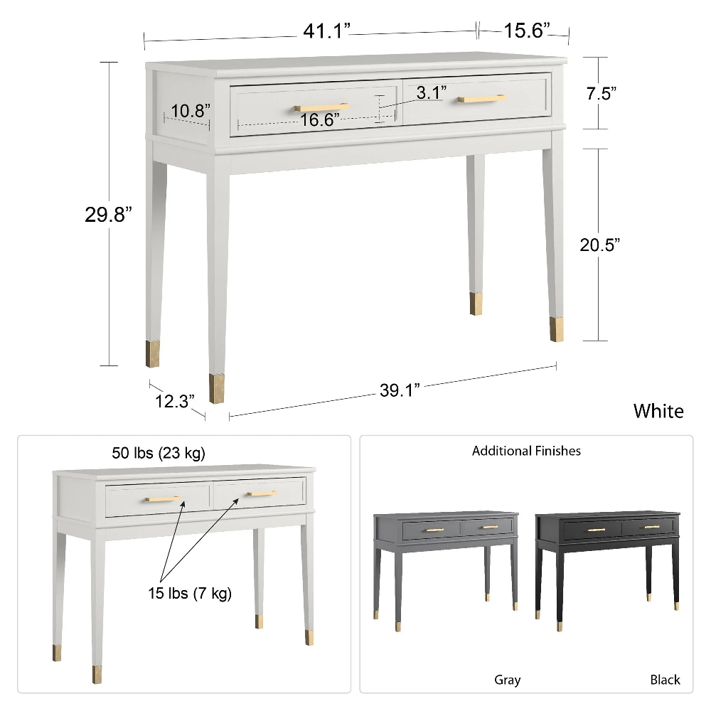 Wantagh Wooden Console Table With 2 Drawers In Black