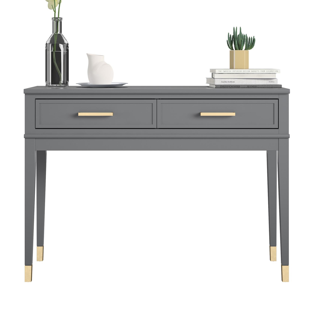 Wantagh Wooden Console Table With 2 Drawers In Graphite