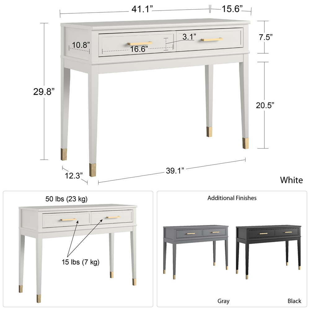Wantagh Wooden Console Table With 2 Drawers In Graphite