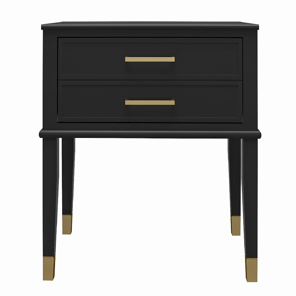 Wantagh Wooden End Table With 2 Drawers In Black
