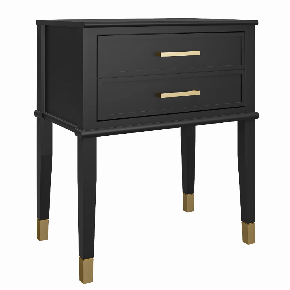 Wantagh Wooden End Table With 2 Drawers In Black