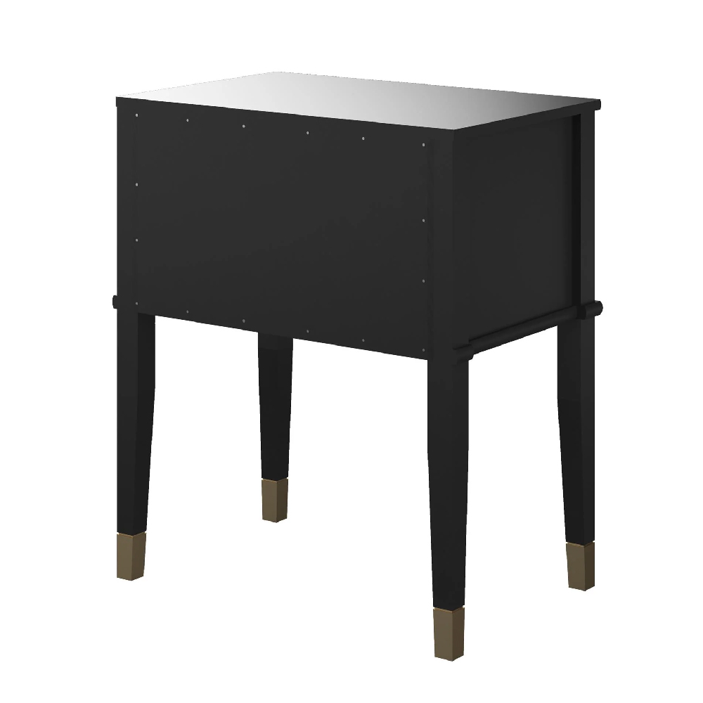 Wantagh Wooden End Table With 2 Drawers In Black
