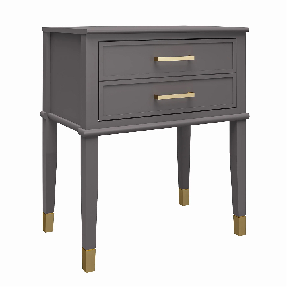 Wantagh Wooden End Table With 2 Drawers In Grey