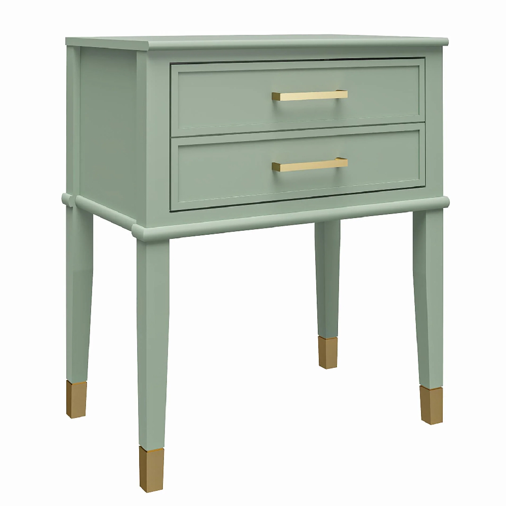 Wantagh Wooden End Table With 2 Drawers In Light Green