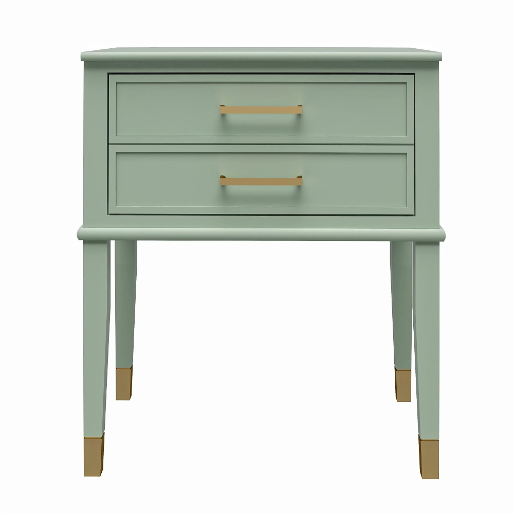 Wantagh Wooden End Table With 2 Drawers In Light Green