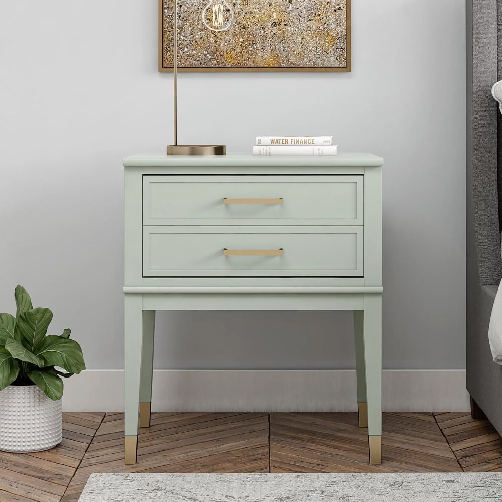Read more about Wantagh wooden end table with 2 drawers in light green