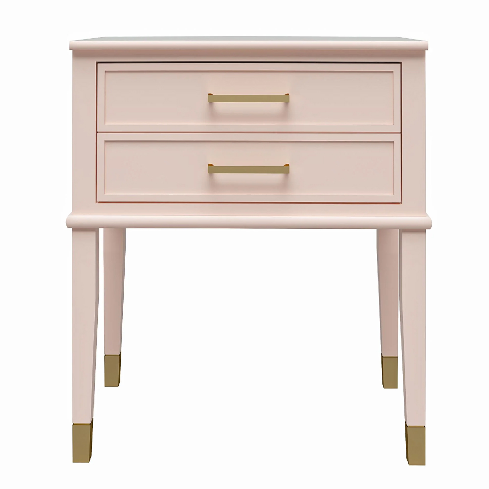 Wantagh Wooden End Table With 2 Drawers In Pink