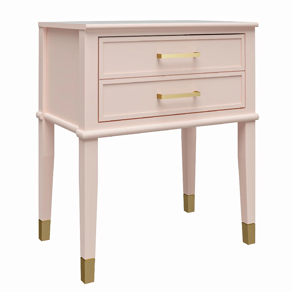 Wantagh Wooden End Table With 2 Drawers In Pink
