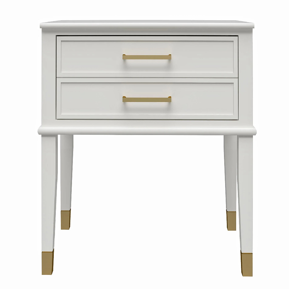 Wantagh Wooden End Table With 2 Drawers In White