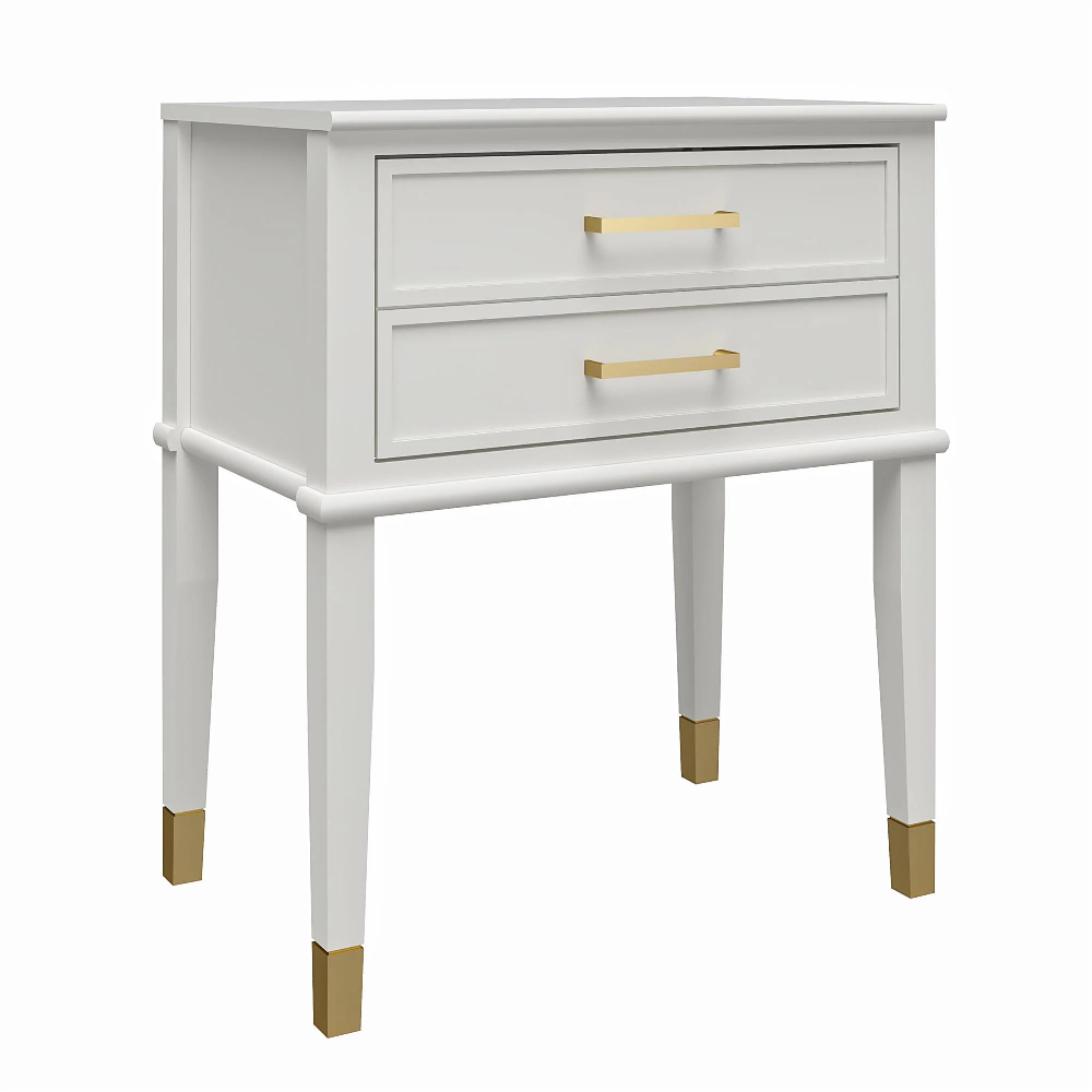Wantagh Wooden End Table With 2 Drawers In White