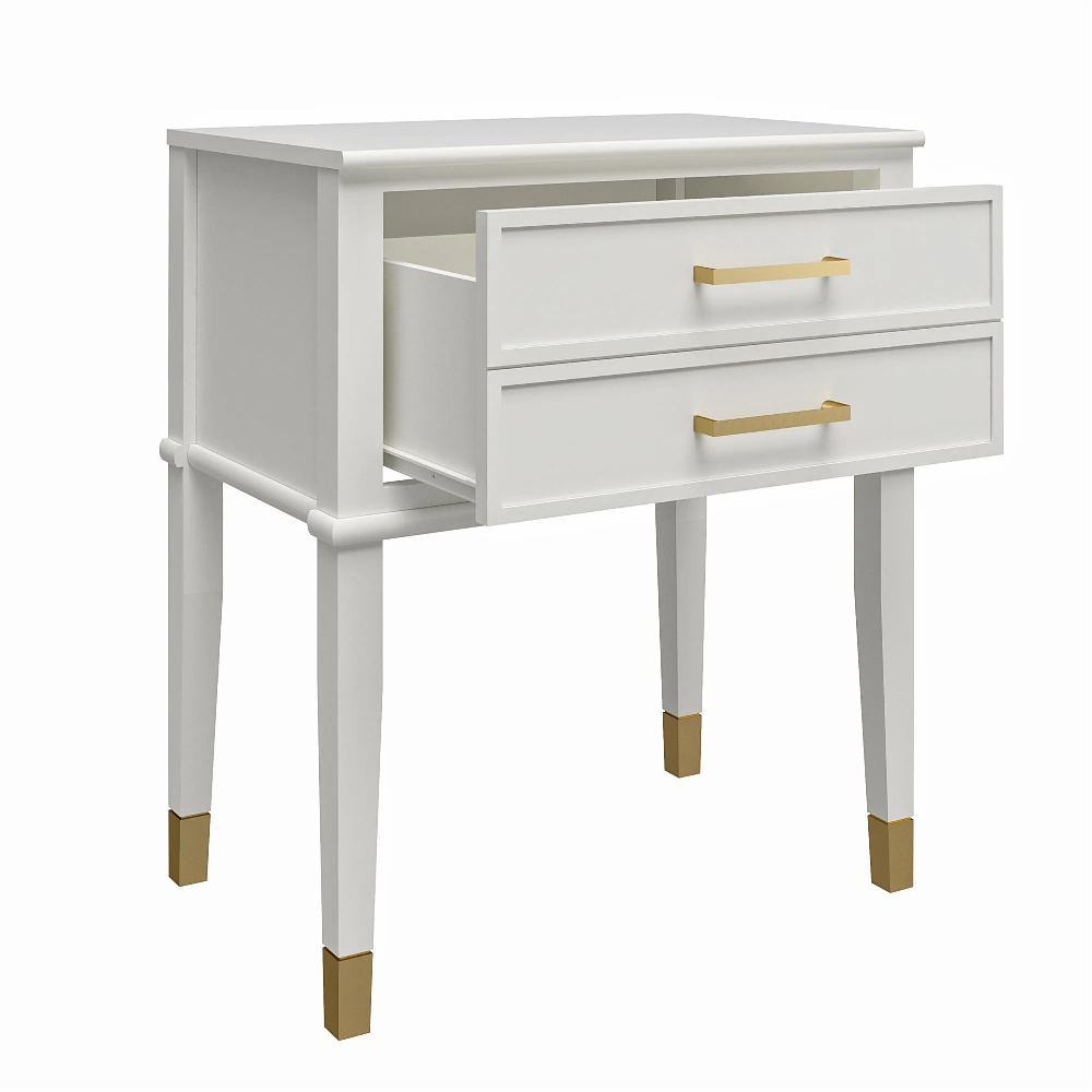 Wantagh Wooden End Table With 2 Drawers In White