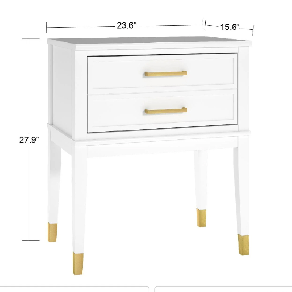 Wantagh Wooden End Table With 2 Drawers In White