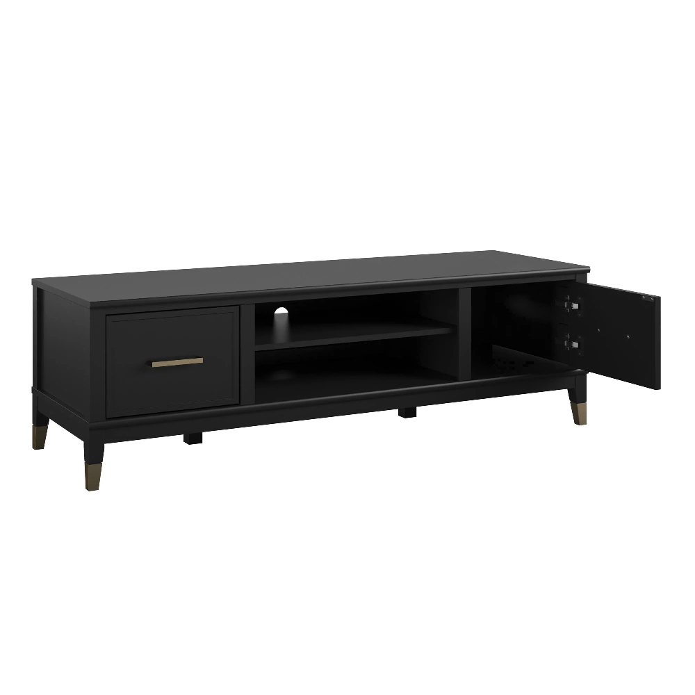 Wantagh Wooden TV Stand With 2 Doors In Black