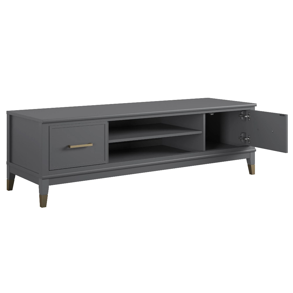 Wantagh Wooden TV Stand With 2 Doors In Graphite Grey