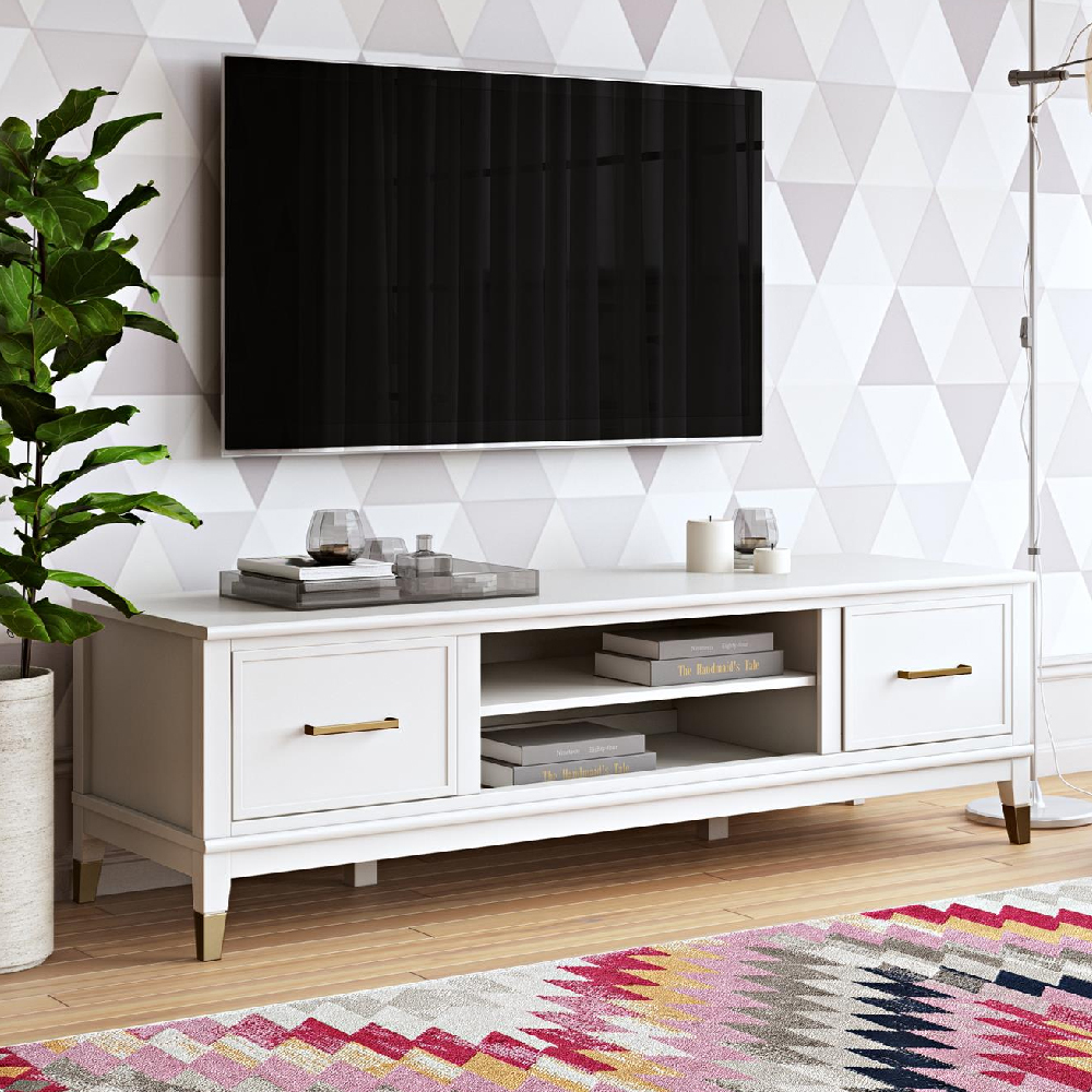 Read more about Wantagh wooden tv stand with 2 doors in white