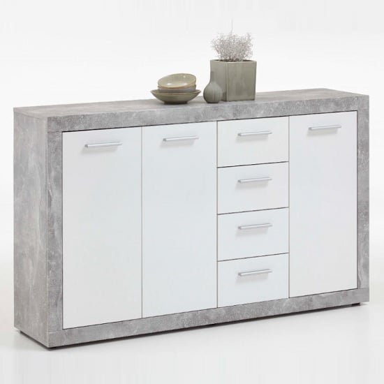 Read more about Waples sideboard wide in concrete and white with 3 doors