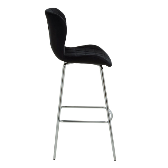 Warden Black Velvet Bar Chairs With Silver Legs In A Pair