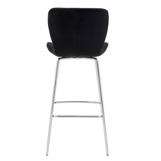 Warden Black Velvet Bar Chairs With Silver Legs In A Pair