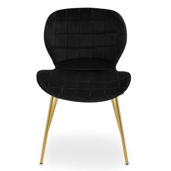 Warden Black Velvet Dining Chairs With Gold Legs In A Pair