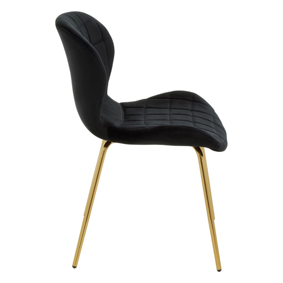 Warden Black Velvet Dining Chairs With Gold Legs In A Pair_3