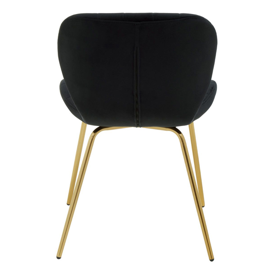 Warden Black Velvet Dining Chairs With Gold Legs In A Pair_4