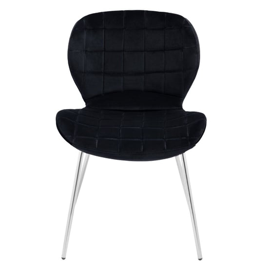 Warden Black Velvet Dining Chairs With Silver Legs In A Pair_2