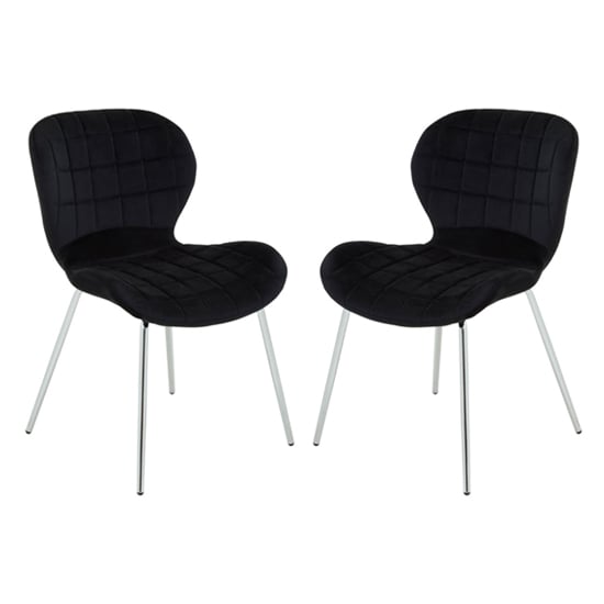 Warden Black Velvet Dining Chairs With Silver Legs In A Pair_1