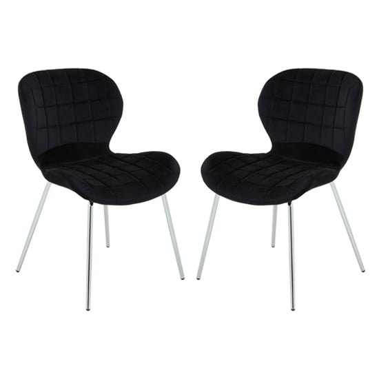 Read more about Warden black velvet dining chairs with silver legs in a pair