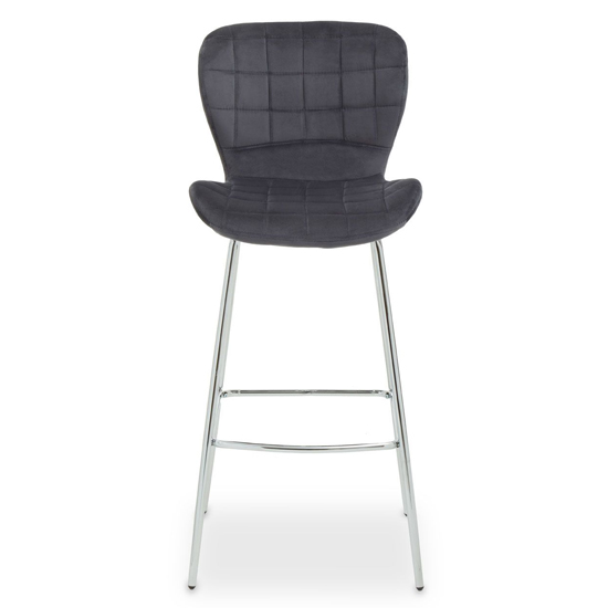 Warden Grey Velvet Bar Chairs With Silver Legs In A Pair