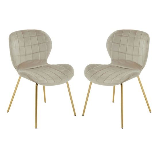 Warden Mink Velvet Dining Chairs With Gold Legs In A Pair