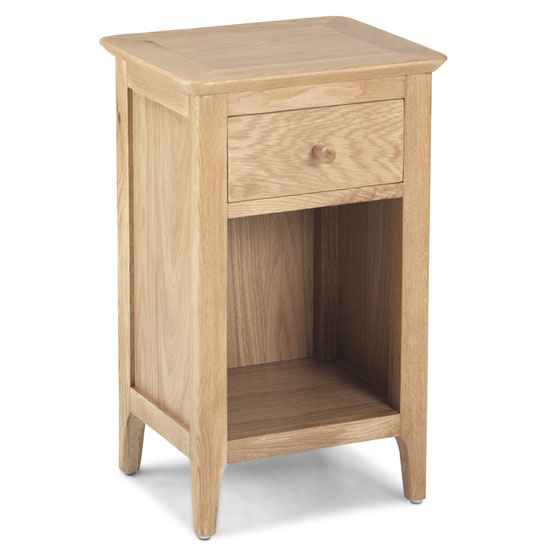 Wardle Wooden Bedside Cabinet In Crafted Solid Oak With 1 Drawer thumbnail