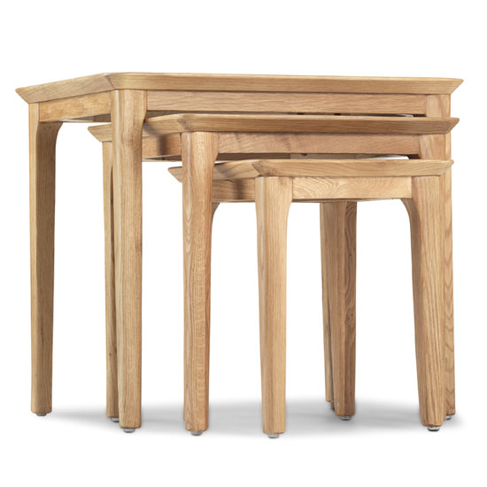 Wardle Wooden Set Of 3 Nesting Tables In Crafted Solid Oak_2