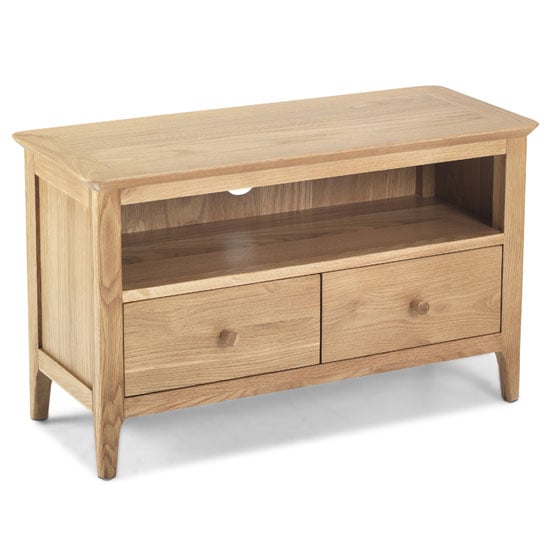 Read more about Wardle wooden small tv unit in crafted solid oak