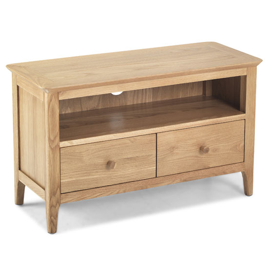 Wardle wooden small tv unit in crafted solid oak £379.95 gofurniture