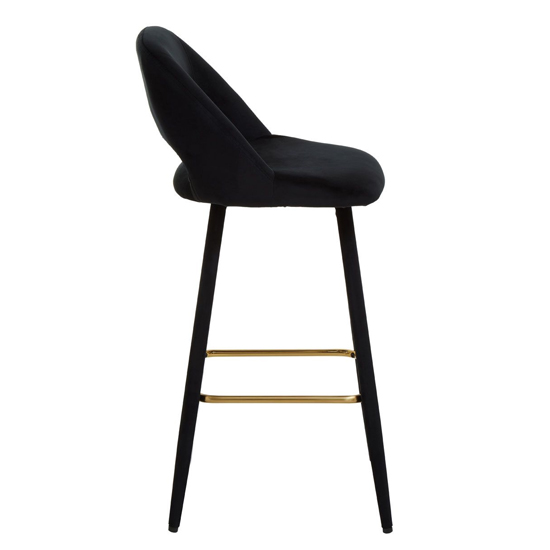 Warns Black Velvet Bar Chairs With Gold Footrest In A Pair