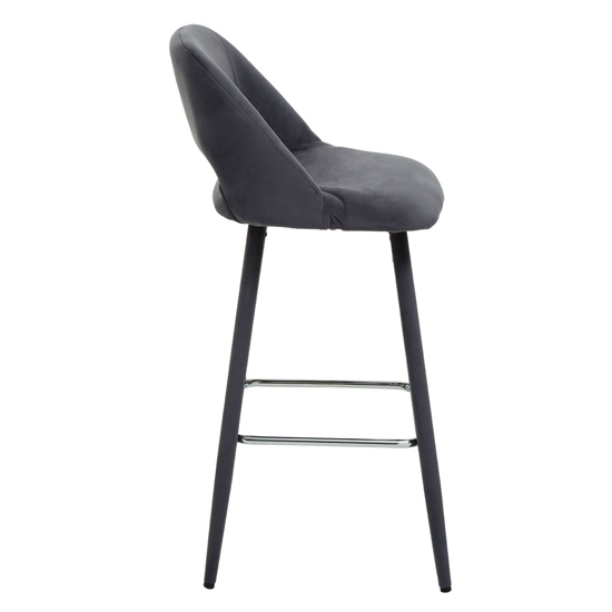 Warns Grey Velvet Bar Chairs With Silver Footrest In A Pair