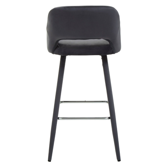 Warns Grey Velvet Bar Chairs With Silver Footrest In A Pair