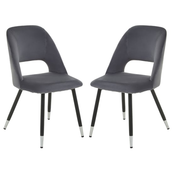 Warns Grey Velvet Dining Chairs With Silver Foottips In A Pair