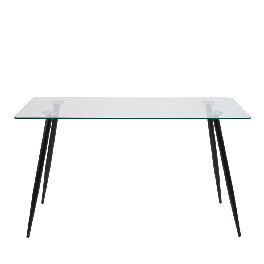 Warren Clear Glass Dining Table Rectangular With Black Legs