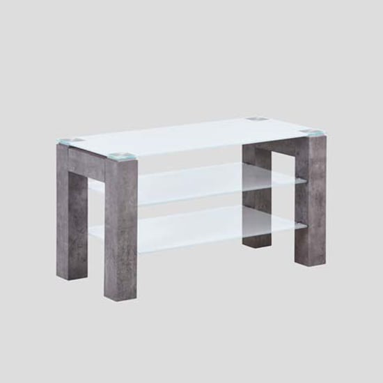 Warren Clear Glass Small TV Unit With Concrete Effect Base Furniture