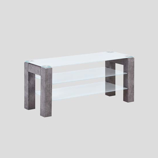 Warren Clear Glass Standard TV Unit With Concrete Effect Base