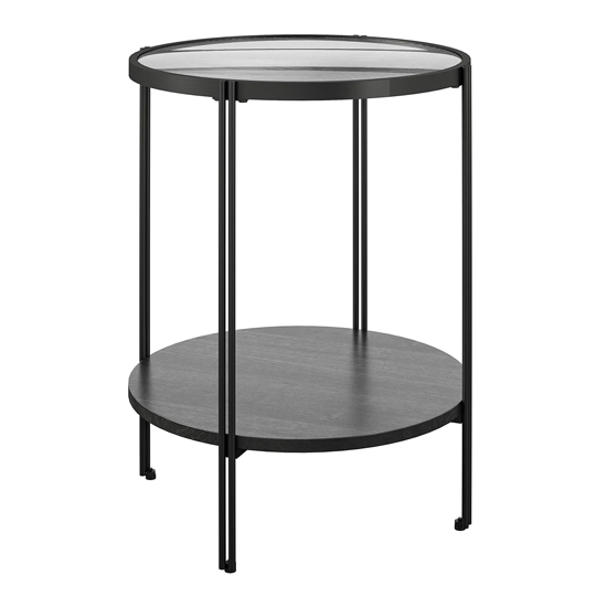 Warren Glass Round Side Table In Black