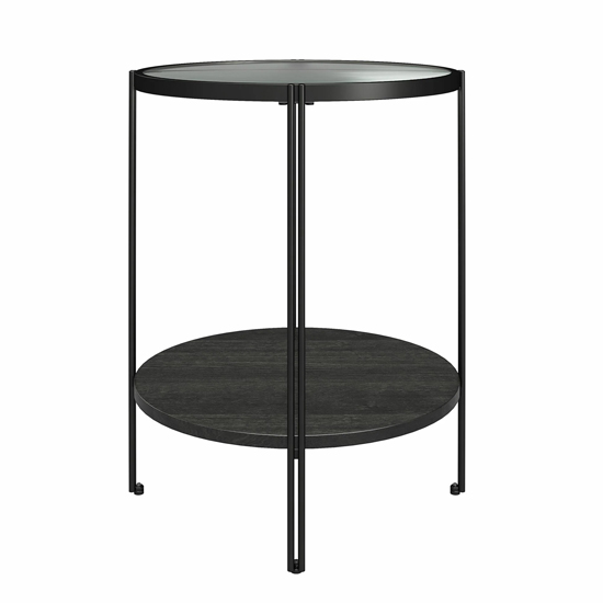 Warren Glass Round Side Table In Black